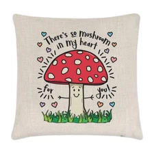 There's So Mushroom In My Heart For You Linen Cushion Cover Pillow - Valentines