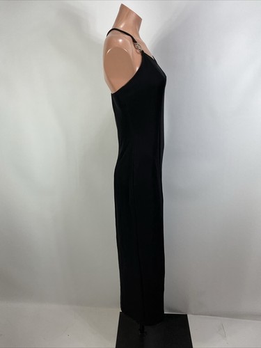 XOXO vintage Y2K Black Slinky Racerback Cocktail Party Dress Midi Slip Bodycon - Picture 6 of 11