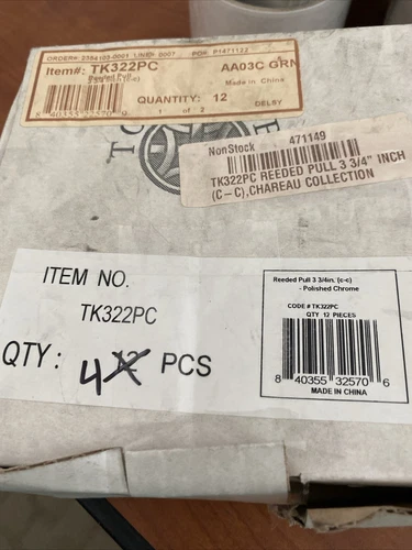 (lot of 4) TK322PC Chareau Collection 3-3/4" Reeded Pull, Polished Chrome - Picture 7 of 7