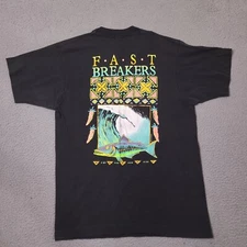 Vintage Fast Breakers T Shirt Mens Medium Black Graphic Single Stitch Surfing