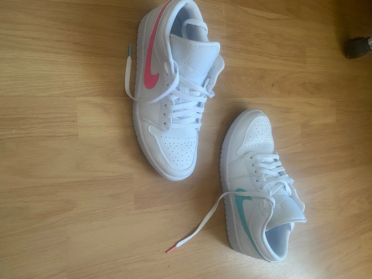 Nike air jordan 1 low white light aqua multicolor swoosh cheap