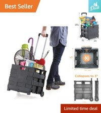 Collapsible Pack-N-Roll Utility Cart - 2 Wheel - 80 Lbs Load Capacity - Black