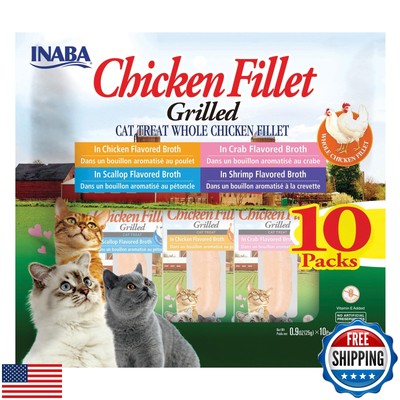 INABA Natural, Premium Hand-Cut Grilled Chicken Fillet Cat Treats/Topper/Comp