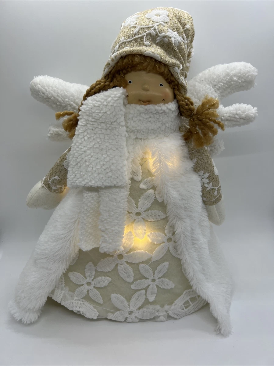 Lighted Angel Christmas Tree Topper Soft Glitter Sparkle Battery