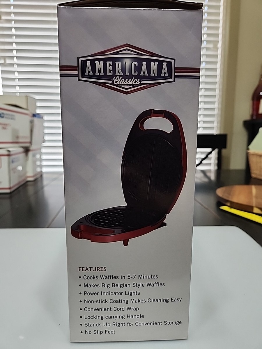 Americana Classics Belgium Style Waffle Maker, Red, New In Box | eBay