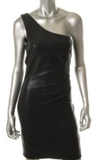 Laundry ~Black Embossed Jersey Ruched One Shoulder Sheath Party Dress 8 NEW $245