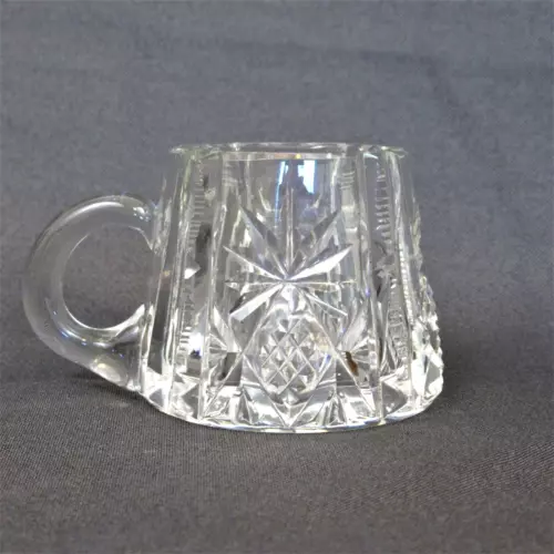 Vtg clear cut glass toothpick holder mug tankard shape with handle