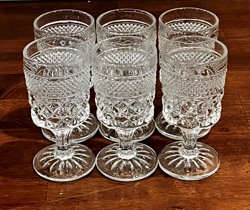 Vintage Set of 6 Wexford by Anchor Hocking 5-3/8" Clear Claret Wine Glass Goblet