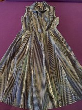 Sleeveless Halston Heritage Abstract Striped Illusion Dress Blue Green Black 4