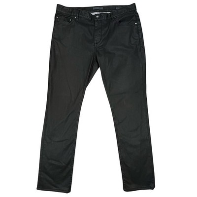 John Varvatos Mens Jeans Black Coated JV 702 Slim Rocker Edgy 36