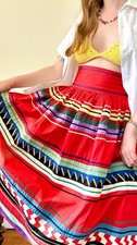 Vtg 40s 50s Seminole Patchwork Florida Souvenir Skirt xsmall small