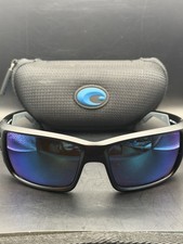 Used Costa del Mar PERMIT 06S9022 Sunglasses Matte Blackout w/Blue 580G Polarize