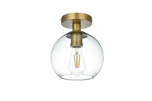 Elegant Lighting LD2204 Baxter 8"W Semi-flush Globe Ceiling - Brass - Picture 4 of 12
