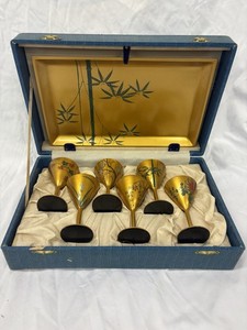  Vintage Japanese Saki Serving Set Floral Designs with Tray & Presentation Box