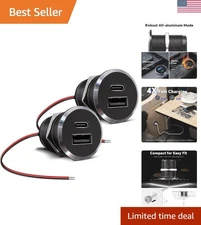 High-Speed 12V Dual USB Charger Socket: Aluminum Fast Charging for Vehicles