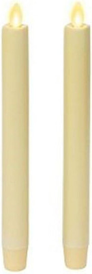 Luminara Flickering Flameless Ivory Taper Candles - Warm LED Light Flame - 2 AA