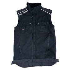 Helly Hansen Work Wear Gilet Jacket Fleece Lined Full Zip Black Mens Small