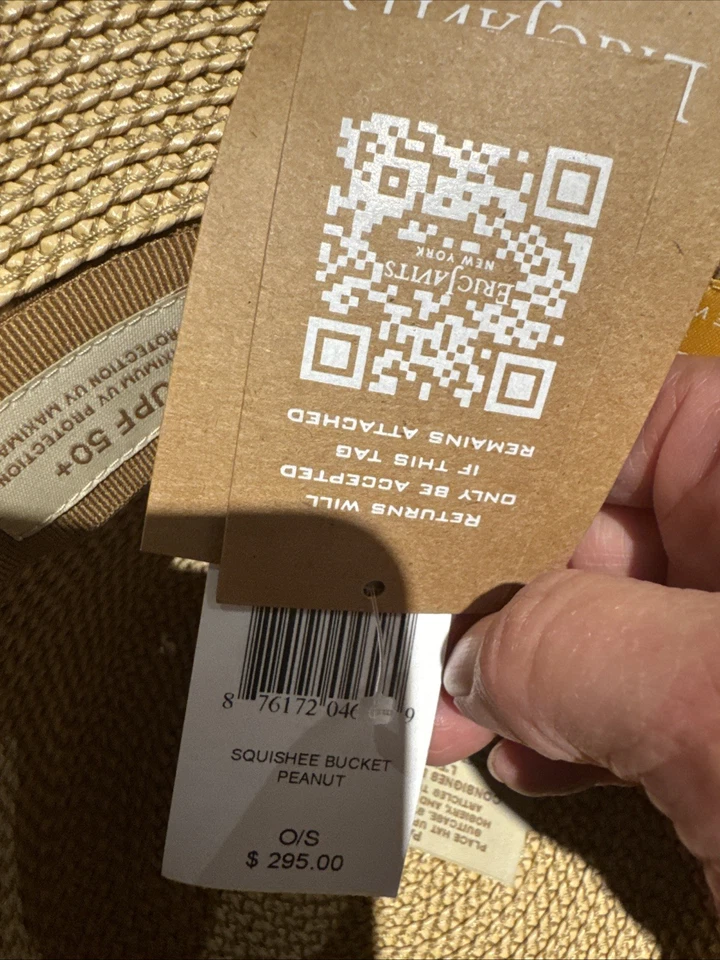 Sombrero para mujer Eric Javits Squisheebucket paja natural nuevo con etiquetas Foto 3 de 3