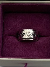 Linda Macdonald 925 Solid Silver Heart Band Ring Size I 1/2