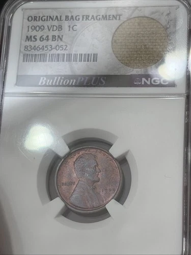 1909 P VDB 1C Lincoln Wheat Cent NGC MS 64 BN Multi Colored Toning Bag Fragment
