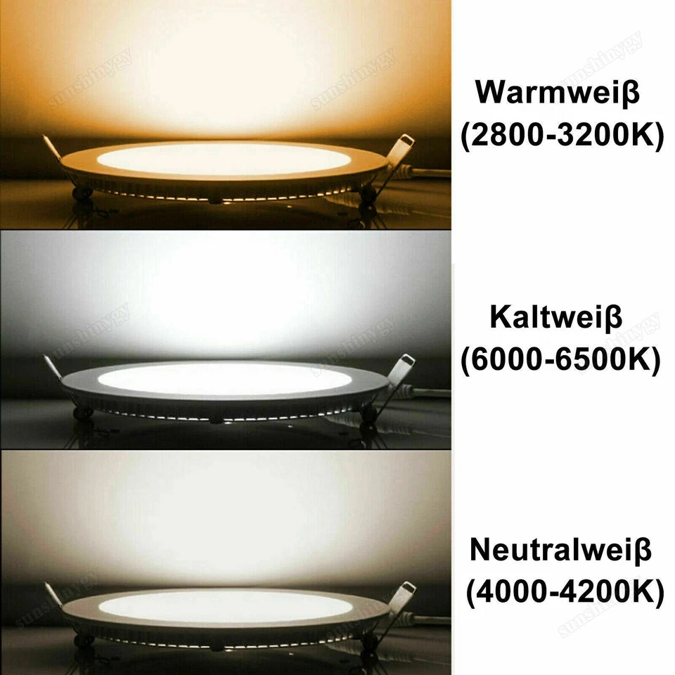 LED Panel Einbaustrahler Einbauleuchte Deckenleuchte Flach Rund Einbau Spot 230V - Bild 4 von 4