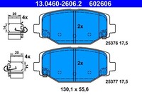 ATE 13.0460-2606.2 Bremsbelagsatz, Scheibenbremse 130,1 Mm 55,6 Mm 17,5 Mm