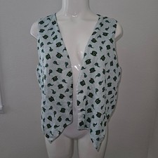 Handmade St Patrick's Day Reversible Vest Green Leprechaun Child Lg Adult Sm