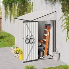 Garden Storage Shed Lean to Wall Outdoor Metal Tool House w/Lockable Door
