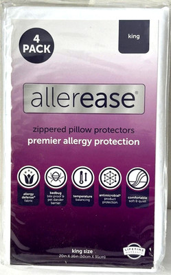 Set of 4 King AllerEase Pillow Protectors - Allergy & Temperature Control
