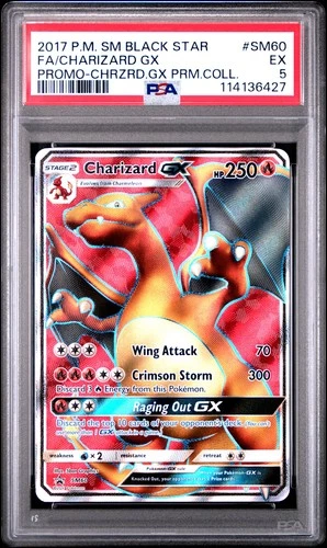POKEMON BLACK STAR PROMO CHARIZARD GX SM60 FULL ART HOLO PSA 5 EX #114136427