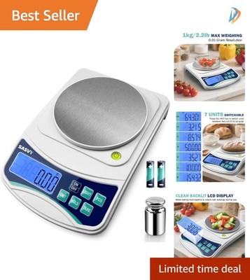 Portable 1000g Digital Scale with 0.01g Accuracy for Lab & Kitchen Use