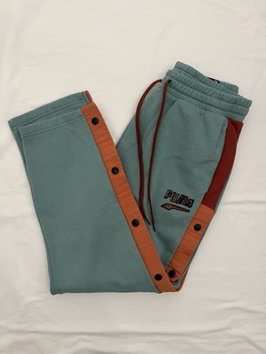 Puma Snap On Sweatpants Mens M BTL Joggers Mineral Blue Orange Graphic 534458 50