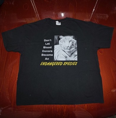 Vintage 90s Royal Bengal White Tiger Endangered Blood Donor FL  T-Shirt XL Blck