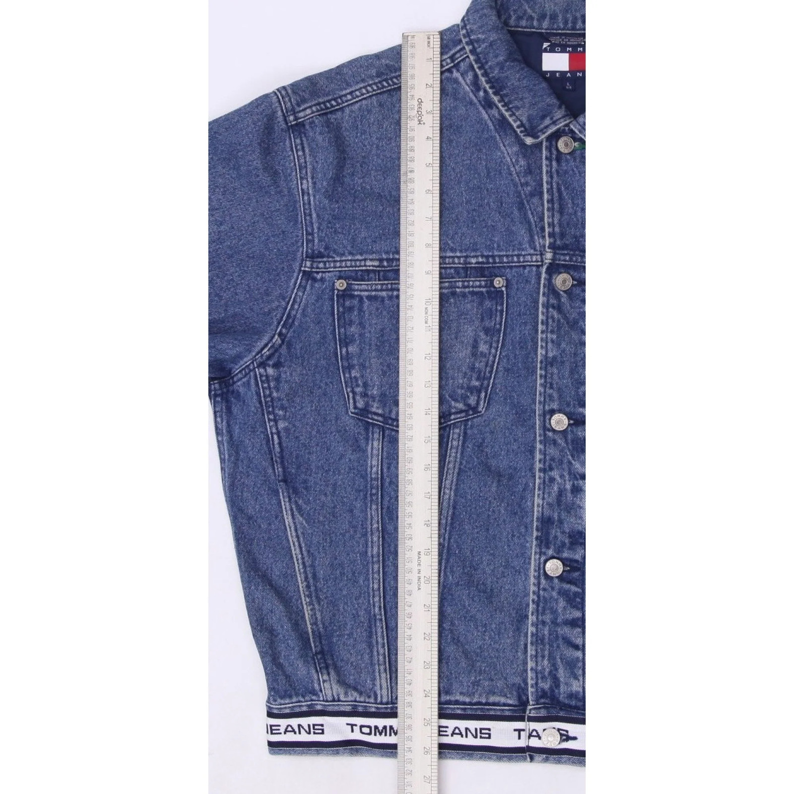 Vintage Tommy Jeans Denim Trucker Blue Jacket Size L thumbnail 7