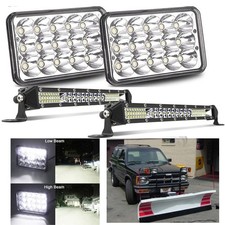 2pcs Dot Led Headlights2pcs 7 Combo Light Bar For Blizzard Snowplow Snow Plow