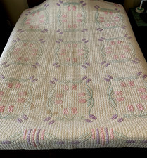 Vintage Antique Tulip Quilt Marie Webster 1930s Hand Made from KY 89" x 72"