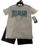 True Religion Big Kid Boys 2 Piece Shirt and Shorts Set Brand New