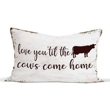 Western Cow 12 x 20 Pillow Cover, Farmhouse Country Cow Gifts Decorative Thro...