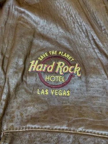 Vintage 90s Hard Rock Hotel Las Vegas Leather Bomber Jacket image 5
