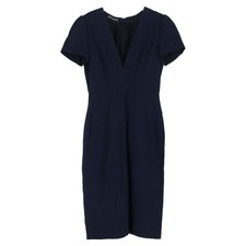 Alexander Mcqueen V-Neck Midi Dress In Acetate Women Blue Size 40
