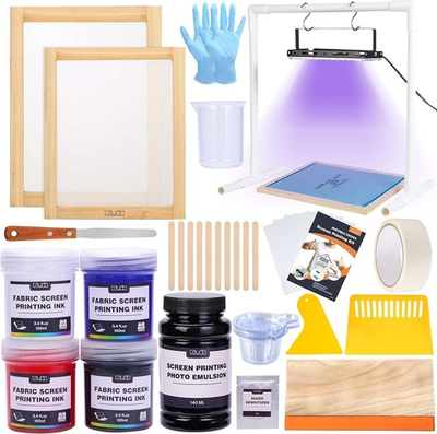 #ad 46 Pieces Screen Printing Kit with 4 Color Screen Printing Ink 2 Size Screen Pr $172.99
