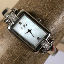 ESQ by Movado Women Diamonds Silver Bangle Quartz Analog 18mm Watch 6"
