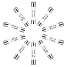 Ceramic Cartridge Fuses 2A 500V 6x30mm Fast Blow for Energy Saving Lamp 10pcs