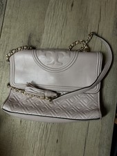 Tory Burch Quilted Fleming Foldover Women's Shoulder Bag - Light Pink