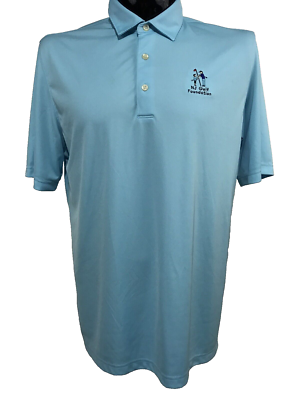 GREG NORMAN ML75 Polo Shirt Mens Large Blue Golf Shark NJ Golf PlayDry  Wicking