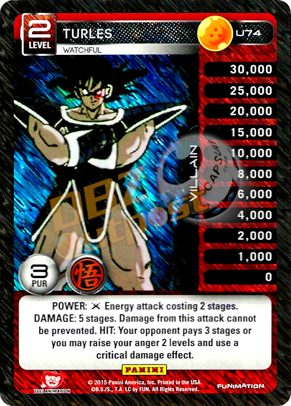 DBZ Dragon Ball Z TCG Panini Movie Collection U74 Turles