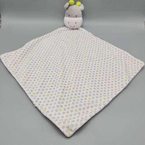 Carters Giraffe Lovey Security Blanket Gray Green Polka Dot Rattle