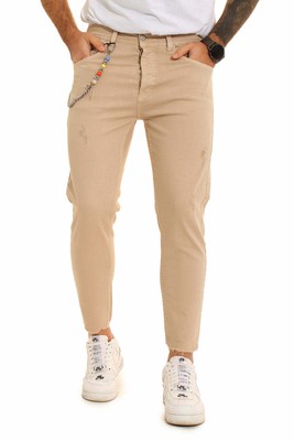 Jeans Skinny Uomo Slim Fit Denim Pantaloni Casual 5 Tasche Beige Chiaro |  eBay