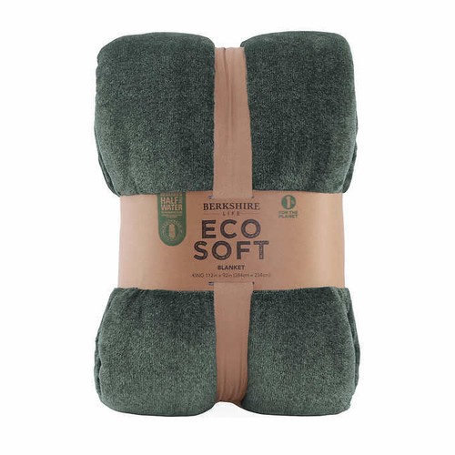 NEW Berkshire Life EcoSoft Plush Polyester Blanket Queen King Blue