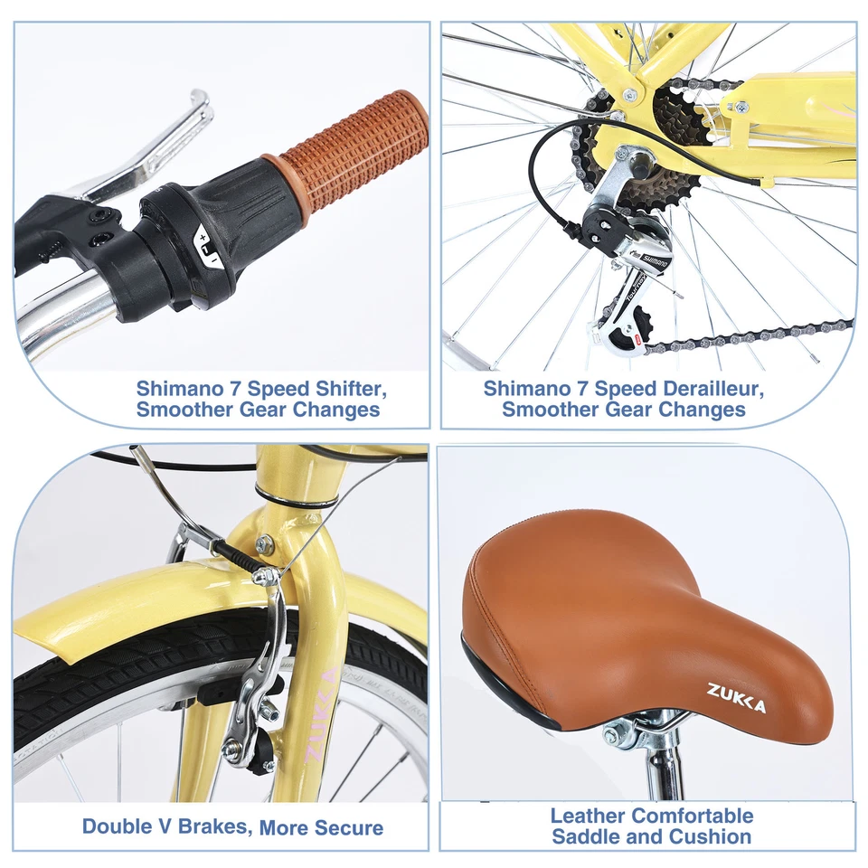 Bicicleta de rueda de 24 pulgadas Urban City amarilla de 7 velocidades para dama Foto 4 de 4